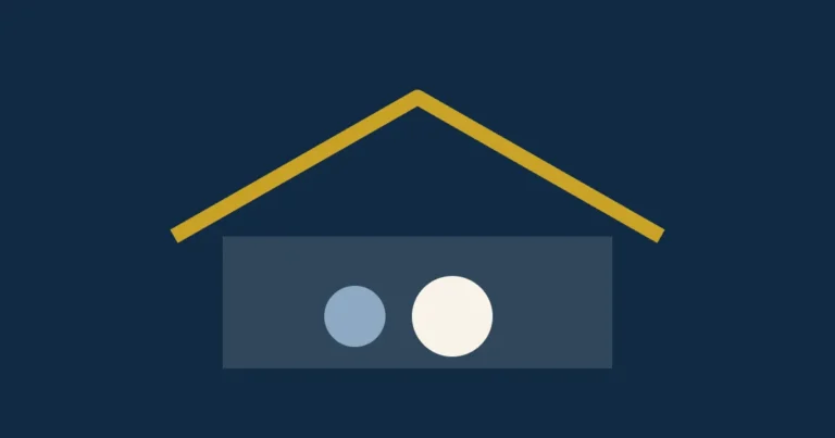 Abstract rooftop line sheltering rounded forms, symbolizing household support