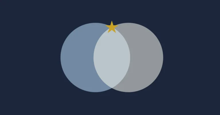 Two overlapping soft circles with a small star point, symbolizing dignified family support and remembrance