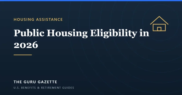 Cover graphic for The Guru Gazette guide to public housing eligibility in 2026.